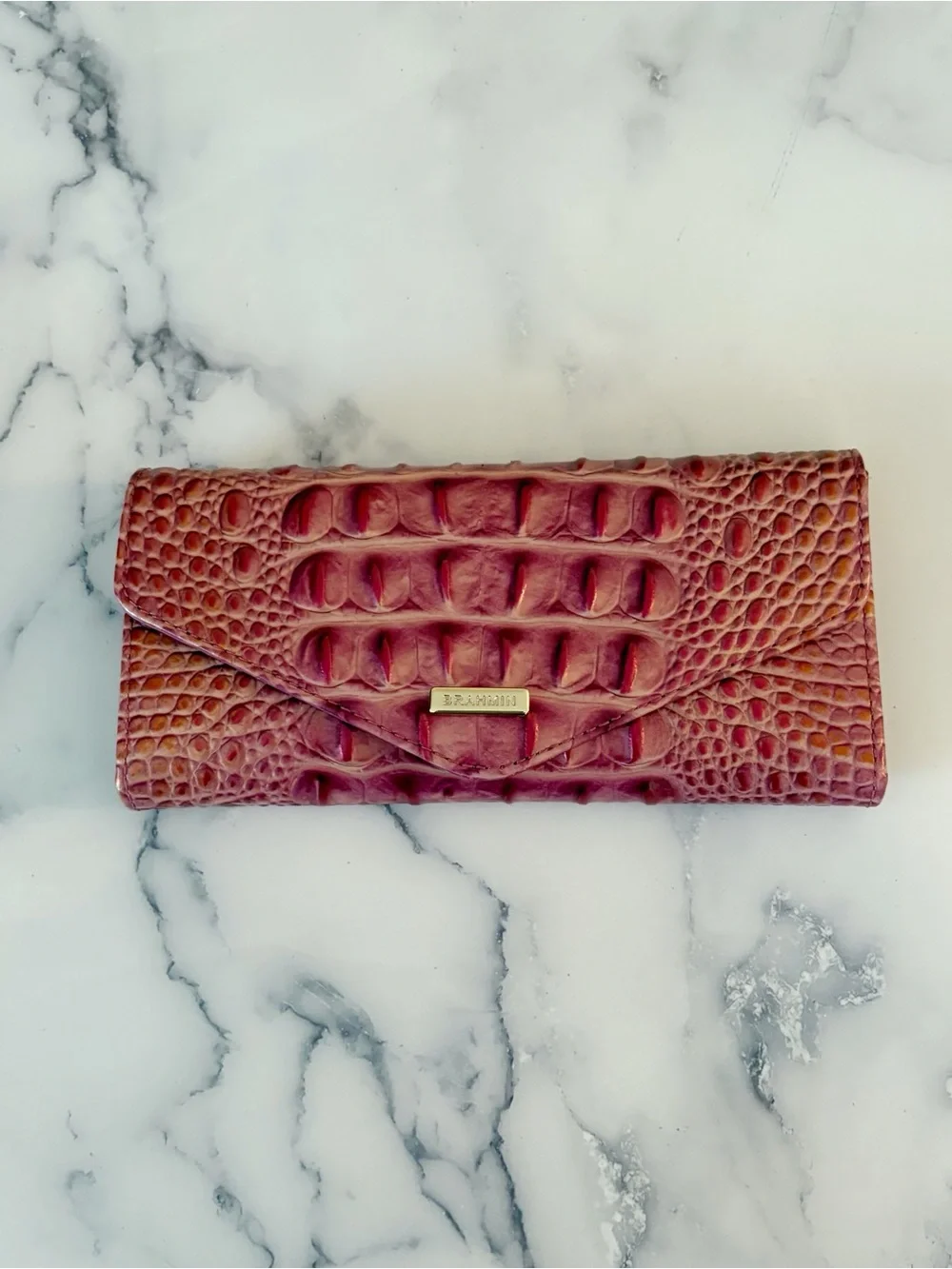 Brahmin Veronica Rouge Blush Leather Envelope Full Size Wallet